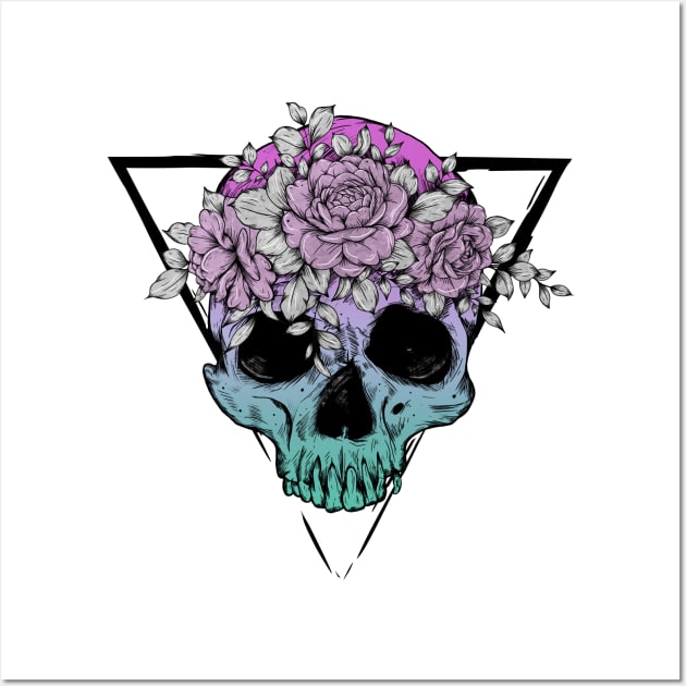 Skull and flowers Wall Art by Jess Adams